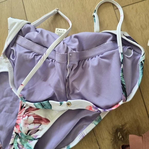 Jessica Simpson Floral Print Button One Piece Swimsuit - Picture 7 of 9